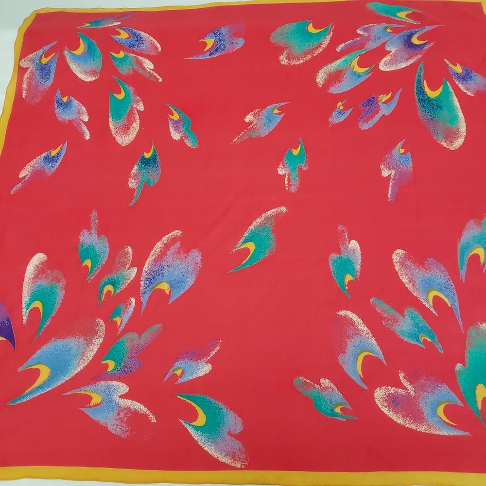 Vintage Happiness Designer Pointillism Abstract Print Scarf-100% Silk-30x30